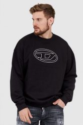 DIESEL Czarna bluza męska z wytłaczanym logo, Rozmiar M. Czarne bluzy męskie Diesel, l, bez wzorów, prążkowane, bez kaptura. W wyprzedaży za 579.99 zł.