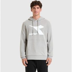 Bluza męska DIADORA HOODIE BIG LOGO. Szare bluzy męskie Diadora, m, bez wzorów, bez kaptura. Za 99.99 zł.