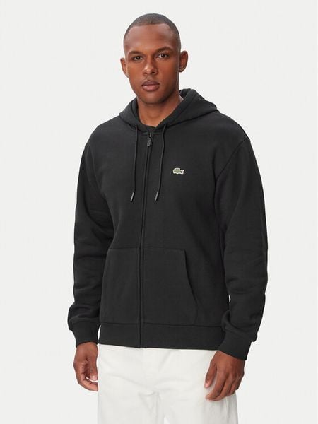 Lacoste Bluza SH8864 Czarny Regular Fit. Czarne bluzy męskie Lacoste, m, bez wzorów, z bawełny, bez kaptura. Za 542.99 zł.
