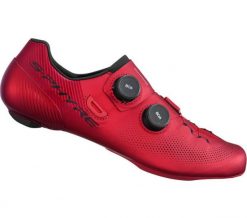 Buty kolarskie szosowe RC903 S-PHYRE, czerwone. Czerwone eleganckie półbuty Shimano, z materiału, eleganckie, bez zapięcia. Za 1,469.00 zł.
