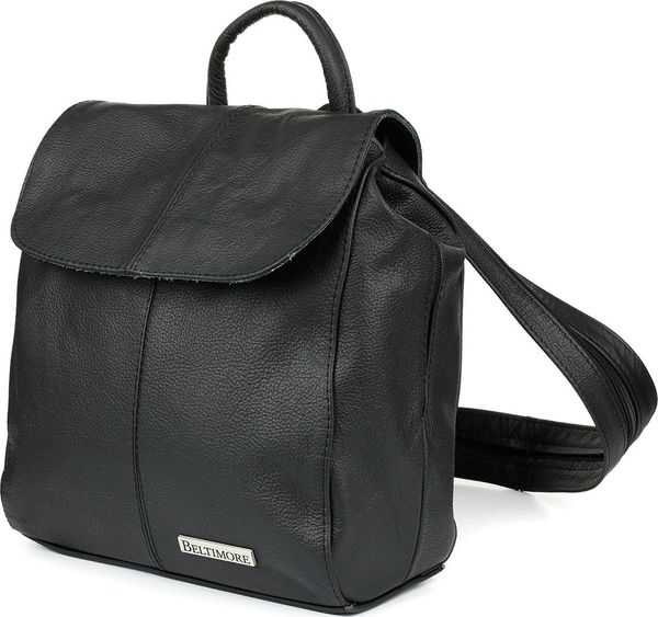 Beltimore Czarny Beltimore plecak skórzany damski z klapą solidny S41. Czarne plecaki damskie Beltimore, bez wzorów. Za 194.99 zł.