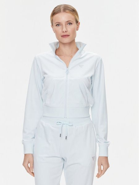 Guess Bluza V3BQ22 KBXI2 Niebieski Regular Fit. Niebieskie bluzy damskie Guess, l, z aplikacjami, z syntetyku, bez kaptura. Za 199.99 zł.