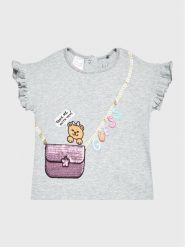 Guess T-Shirt K3RI09 K9ND0 Szary Regular Fit. Szare t-shirty i topy dla dziewczynek Guess, z aplikacjami, z bawełny, bez ramiączek. Za 159.99 zł.