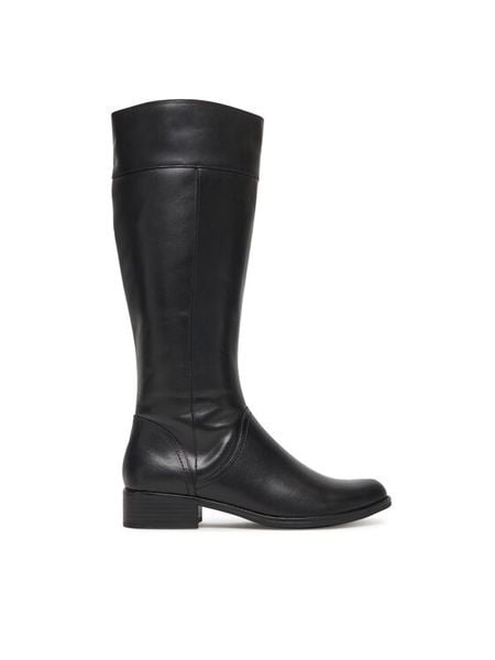Caprice Oficerki 9-25511-41 Czarny. Czarne kozaki damskie Caprice, ze skóry, bez obcasa, na płaskiej podeszwie. Za 527.99 zł.