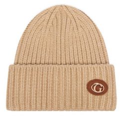 Czapka Guess. Brązowe czapki i kapelusze damskie Guess, na zimę, z aplikacjami. Za 154.99 zł.