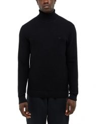 Męski Sweter Mustang Style Elgin Jet Black 1016848 4188. Czarne swetry przez głowę męskie Mustang, m, bez wzorów, bez kołnierzyka. Za 79.99 zł.