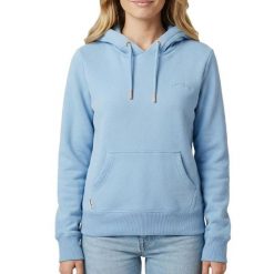 Bluza damska z kapturem Superdry Essential Logo Emb Hb. Niebieskie bluzy damskie Superdry., l, bez wzorów, z bawełny, z kapturem. Za 309.60 zł.