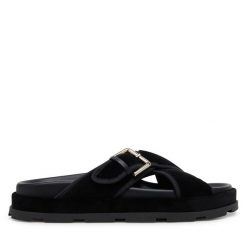Klapki Pollini. Czarne klapki damskie Pollini, bez wzorów, bez obcasa. Za 829.99 zł.