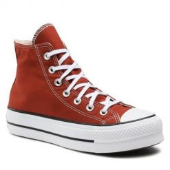 Buty do chodzenia damskie Converse Chuck Taylor All Star Lift Platform Canvas. Brązowe obuwie sportowe damskie Converse, bez wzorów, z materiału, trekkingowe. Za 375.25 zł.