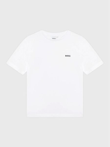 Boss T-Shirt J25P23 S Biały Regular Fit. Białe t-shirty dla chłopców Boss, bez wzorów, z bawełny, bez ramiączek. Za 118.99 zł.