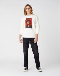 MĘSKA BLUZA WRANGLER SOUL REBEL CREW WHITE W681H1989 112141474. Białe bluzy męskie Wrangler, m, bez wzorów, bez kaptura. Za 149.99 zł.