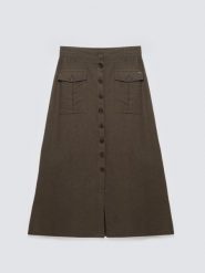 Spódnica damska lniana midi khaki Roliana 303. Zielone spódnice damskie Big Star, l, bez wzorów, z tkaniny, midi, dopasowane. Za 229.99 zł.