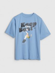 4F T-shirt oversize z nadrukiem chłopięcy - niebieski 140 (9-10 lat). Niebieskie t-shirty dla chłopców 4f, bez wzorów, z bawełny, bez ramiączek. W wyprzedaży za 29.99 zł.