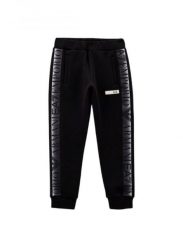 Spodnie dziewczęce Emporio Armani czarny. Czarne spodnie materiałowe dla dziewczynek Emporio Armani, bez wzorów, z materiału. Za 471.45 zł.
