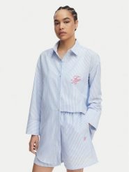 Tommy Hilfiger Koszula Seersucker UW0UW06474 Niebieski Regular Fit. Niebieskie bluzki damskie Tommy Hilfiger, m, bez wzorów, z bawełny, bez kołnierzyka, bez ramiączek. Za 329.99 zł.