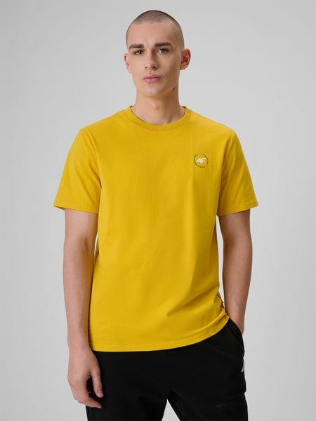 4F T-shirt relaxed z nadrukiem męski - żółty XL. Żółte t-shirty męskie 4f, m, bez wzorów, z bawełny, bez kołnierzyka. W wyprzedaży za 69.99 zł.