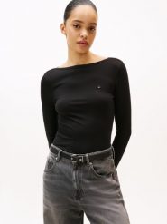 Tommy Hilfiger koszulka z długim rękawem Kobiety wiskoza czarny, XXL. Czarne t-shirty damskie Tommy Hilfiger, xxl, bez wzorów, z dżerseju, bez kołnierzyka. Za 179.95 zł.
