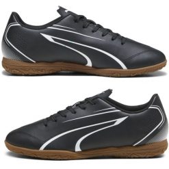 Buty halówki sportowe męskie Puma Vitoria IT 107485 01. Czarne buty sportowe męskie Puma, bez zapięcia, do piłki nożnej. Za 159.00 zł.