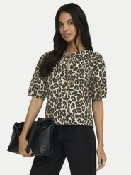 ONLY Bluzka Jenna 15368592 Beżowy ciemny Regular Fit. Brązowe bluzki damskie Only, xs, bez wzorów, z bawełny, bez kołnierzyka, bez ramiączek. Za 149.99 zł.