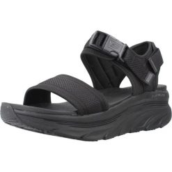 Sandały SKECHERS DLUX WALKER Czarny. Czarne sandały damskie Skechers, bez wzorów, z tkaniny, bez obcasa, bez zapięcia. Za 255.99 zł.