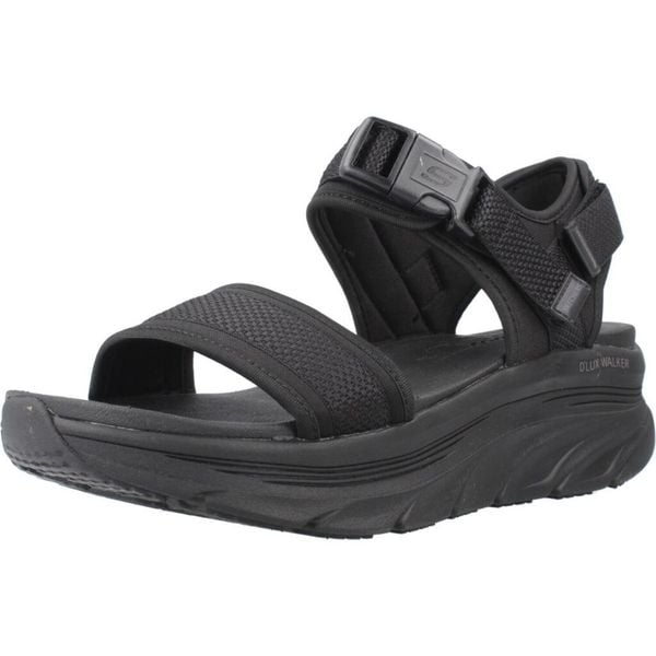 Sandały SKECHERS DLUX WALKER Czarny. Czarne sandały damskie Skechers, bez wzorów, z tkaniny, bez obcasa, bez zapięcia. Za 255.99 zł.