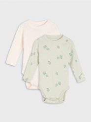 Bawełniane body z motywem jabłek 2 pack - zielony. Zielone body niemowlęce Sinsay, bez wzorów, z bawełny, bez ramiączek. Za 19.99 zł.