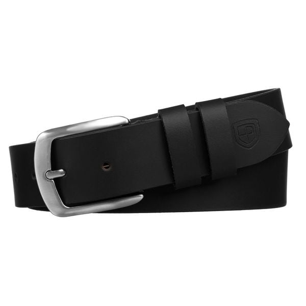 Elegancki, czarny pasek męski ze skóry naturalnej - Peterson. Czarne paski damskie Peterson, bez wzorów, ze skóry, eleganckie. Za 37.99 zł.