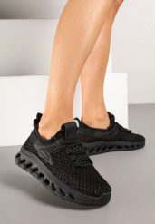 Czarne Buty Sportowe Sneakersy Siateczkowe na Tłoczonej Platformie Lurilia. Czarne obuwie sportowe damskie Renee, bez wzorów, z jeansu. Za 59.99 zł.