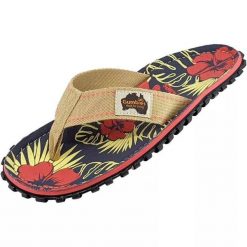 Japonki Gumbies Islander Denim Hibiscus GU-FFISL109 wielokolorowe. Klapki damskie bez wzorów, z bawełny, sportowe, bez obcasa. Za 264.57 zł.
