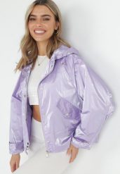 Fioletowa Kurtka Metaliczna Oversize Rennata. Fioletowe kurtki damskie Born2be, l, bez wzorów, bez kaptura. Za 149.99 zł.