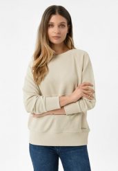 Prążkowana, luźna bluza B-MINK. Czerwone bluzy damskie Volcano, s, bez wzorów, z elastanu, bez kaptura. Za 149.99 zł.