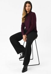 Szerokie spodnie R-BRI TALL. Czarne spodnie materiałowe damskie Volcano, m, bez wzorów, z elastanu. Za 159.99 zł.