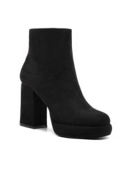 Jenny Fairy Botki KLARE WYL3592-1 Czarny. Czarne botki damskie Jenny Fairy, z materiału, bez obcasa, na słupku, bez zapięcia. Za 179.99 zł.