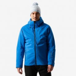Kurtka narciarska i snowboardowa męska Quechua 500. Niebieskie kurtki sportowe męskie WED'ZE, na zimę, m, bez wzorów, z materiału, narciarskie. Za 399.99 zł.