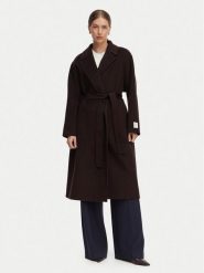 Calvin Klein Jeans Płaszcz wełniany LV044G509G Brązowy ciemny Regular Fit. Brązowe płaszcze damskie Calvin Klein Jeans, na zimę, xs, bez wzorów, z jeansu, bez kaptura. Za 1,699.00 zł.