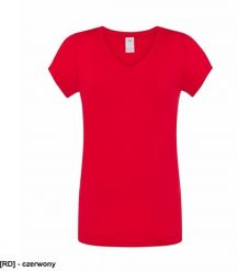 JHK - Bluzka damska typu V-Neck czerwony M. Czerwone bluzki damskie JHK, m, bez wzorów, bez kołnierzyka, bez ramiączek. Za 15.81 zł.