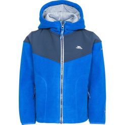 Kurtka polarowa w kolorze niebieskim. Niebieskie bluzy dla chłopców Trespass Kids, bez wzorów, bez ramiączek, bez kaptura. W wyprzedaży za 109.95 zł.