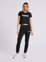 Koszulka damska Hummel hmlLEGACY cropped. Czarne koszulki sportowe damskie Hummel, l, bez wzorów, z bawełny, bez kołnierzyka, bez ramiączek, na fitness i siłownię. Za 55.00 zł.