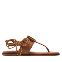 Sandały TWINSET. Brązowe sandały damskie Twinset, bez wzorów, bez obcasa, na płaskiej podeszwie, bez zapięcia. Za 759.99 zł.