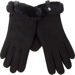 Rękawiczki Damskie UGG - W Shorty Glove W/Leather Trim 17367 Black. Czarne rękawiczki damskie UGG, ze skóry. Za 559.00 zł.