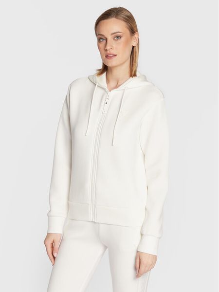 Guess Bluza V3RQ11 K7UW2 Biały Regular Fit. Białe bluzy damskie Guess, m, z aplikacjami, z wiskozy, bez kaptura. Za 301.99 zł.