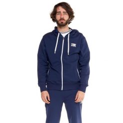 Bluza z kaptur na siłownia na co dzień. Niebieskie bluzy męskie LEONE 1947 APPAREL, s, bez wzorów, z bawełny, bez kaptura. Za 168.36 zł.