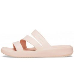 Klapki Crocs Getaway Strappy Z Klapkami Damskie. Czerwone klapki damskie Crocs, bez wzorów, z materiału, bez obcasa. Za 278.99 zł.
