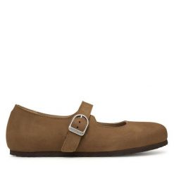 Baleriny Birkenstock. Brązowe baleriny damskie Birkenstock, bez wzorów, bez obcasa. Za 629.99 zł.