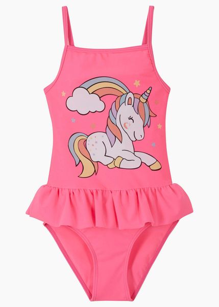 Kostium kąpielowy. Czerwone stroje kąpielowe dla dziewczynek bonprix, bez wzorów. Za 59.99 zł.