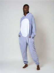 Polarowa piżama onesie z kapturem i uszami 3D Stitch - błękitny. Niebieskie piżamy damskie Sinsay, l, bez wzorów, z polaru, bez ramiączek. Za 89.99 zł.