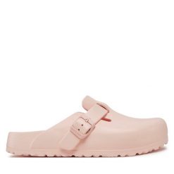 Klapki Birkenstock. Czerwone klapki damskie Birkenstock, bez wzorów, bez obcasa. Za 219.99 zł.