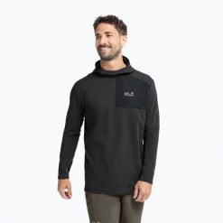 Bluza trekkingowa męska Jack Wolfskin Sucol Hoody. Czarne bluzy męskie Jack Wolfskin, l, bez wzorów, z materiału, bez kaptura. Za 309.99 zł.