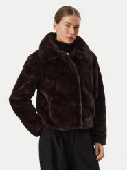 Morgan Futro 262-GDOLCE Brązowy ciemny Regular Fit. Brązowe płaszcze damskie Morgan, bez wzorów, z futra, bez kaptura. Za 644.99 zł.