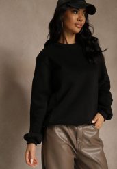 Czarna Bluza z Bawełną i Przeszyciami przy Dekolcie Fezanna. Czarne bluzy damskie Renee, l, bez wzorów, z bawełny, bez kaptura. Za 59.99 zł.